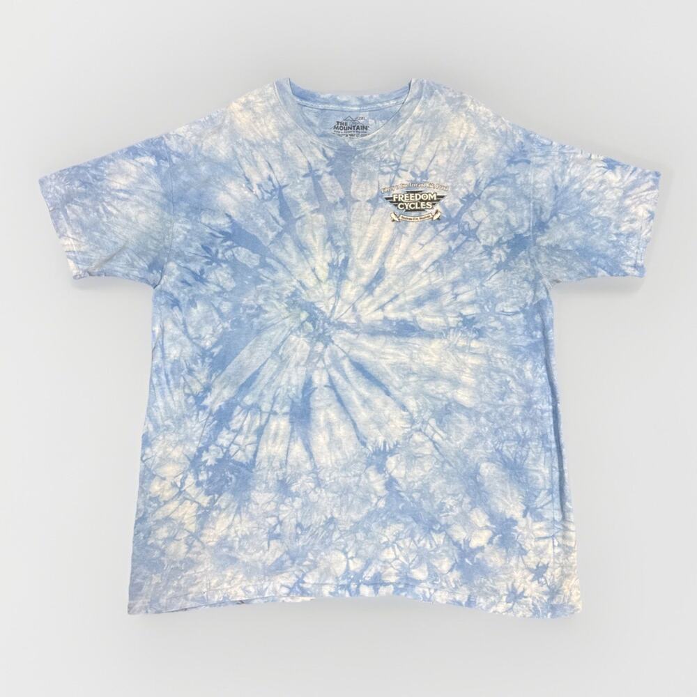The Mountain Freedom Cycles Oklahoma Tie Dye T Shirt Mens 2XL Blue Biker 24x33